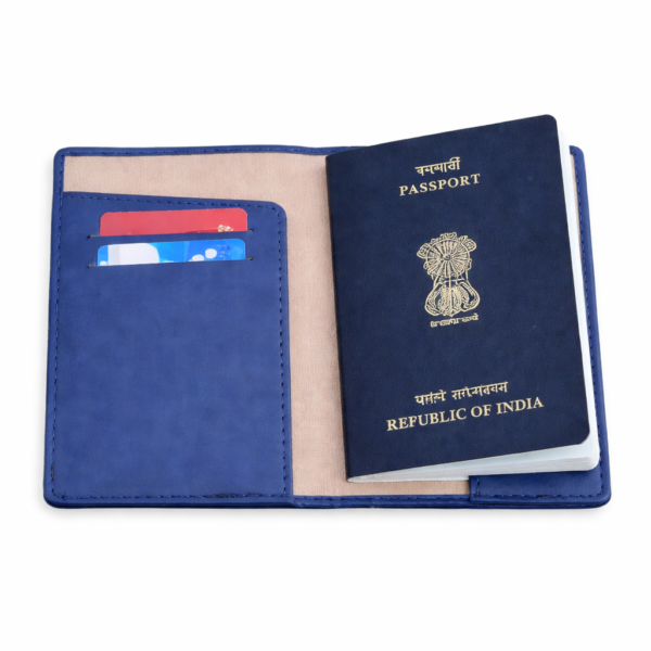 Premium Blue Passport Cover with Card Slots