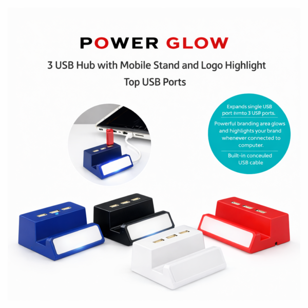 Logo Glow 3 USB Hub with Phone Stand (CE85)