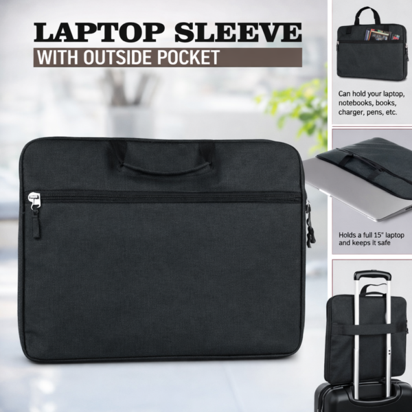Laptop Sleeve with outside pocket | Stroller carry strap