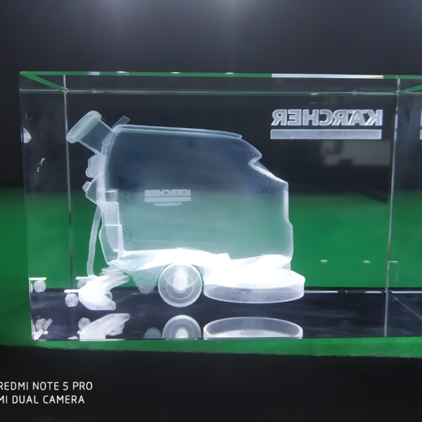 Karcher Floor Cleaning Machine 3D Laser Engraved Crystal Glass Block Showpiece