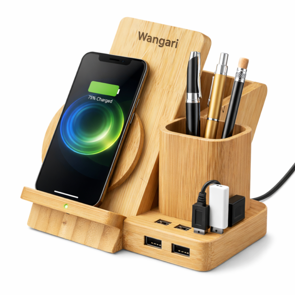 Maple 15W Wireless charger & USB Hub with Pen Stand