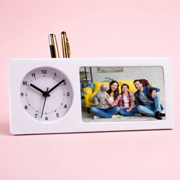 Table Clock with Photo frame & Pen Stand